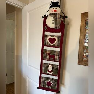 Christmas Card Holder Hanging Felt Cloth Snowman Pockets Wall Decor Holiday